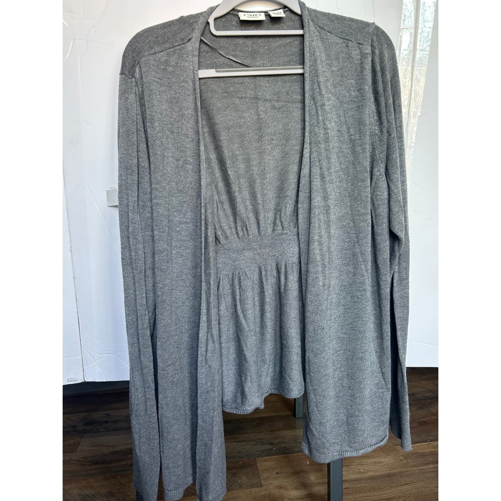 Cato Cardigan Women 18/20W Grey Excellent Open Front Empire Waist Rayon Knit - Picture 2 of 8